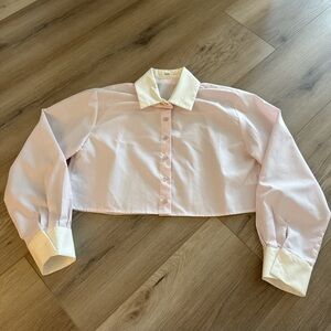 Frankie Shop Pink and White Button Down Shirt